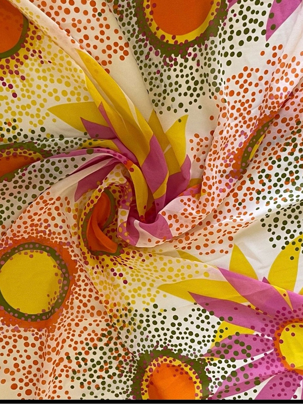 Vibrant Pink, Yellow, Orange, Multicolor Floral Print Chiffon Sheer Fabric